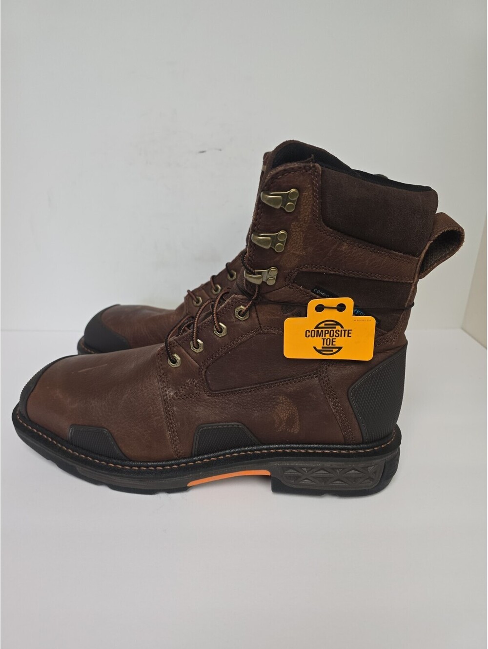Ariat Men's OverDrive 8" Wide Square Composite Toe Waterproof Boot Brown 11.5 EE - Picture 4 of 8